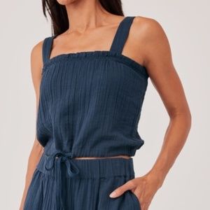 NWT Pact The Coastal Smocked Tank - French Navy - Size Medium